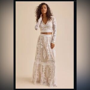 Altar'd State Cream Lace Maxi Skirt